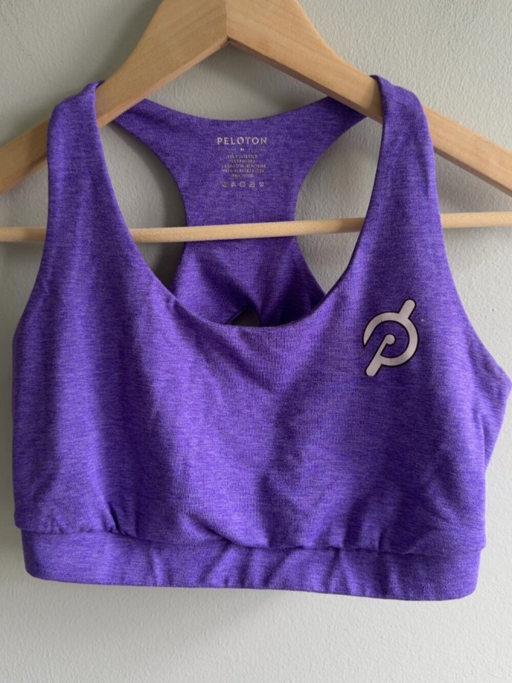 Peloton Womens Purple Heathered Racerback Sports Bra Cutout Size Medium Women's